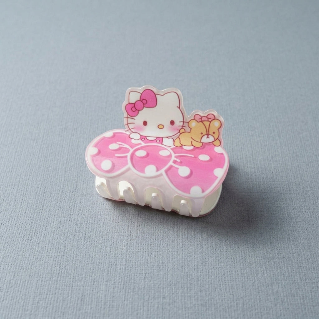 Cute Kitty & Teddy Bow Hair Claw Clip