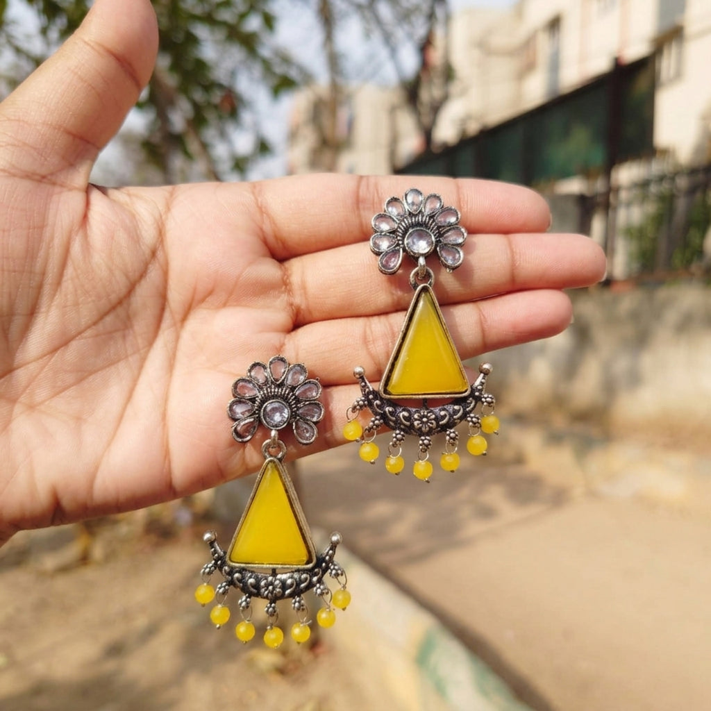Sunflower Glow Oxidised Earrings