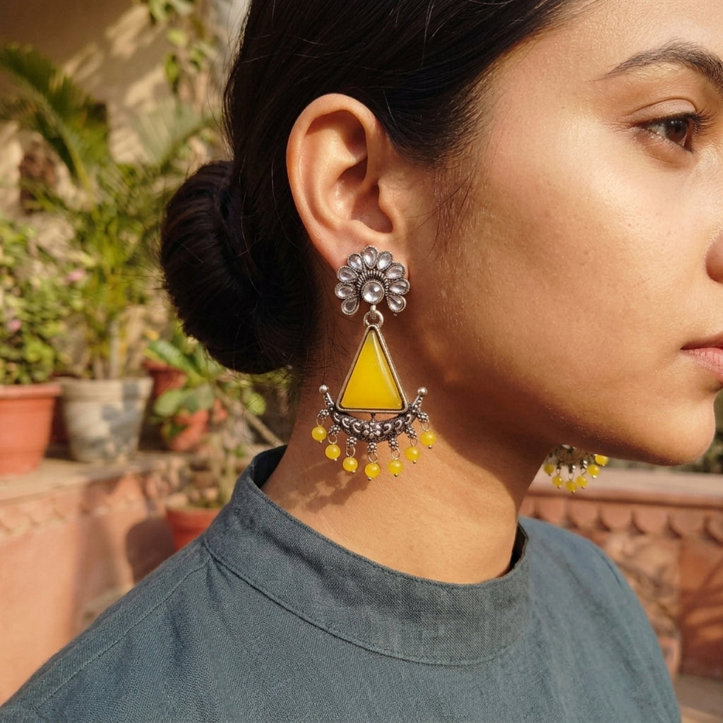 Sunflower Glow Oxidised Earrings