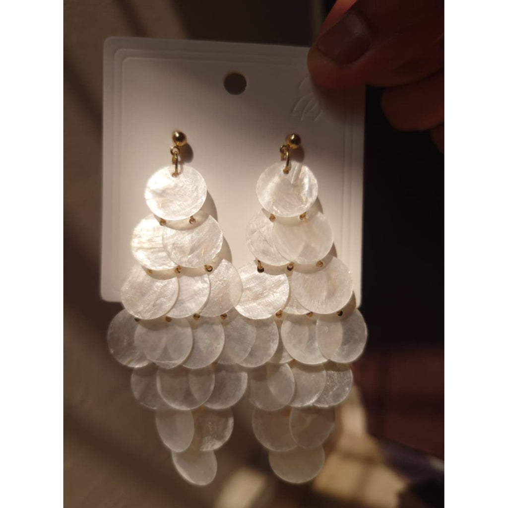 Pearl White Shell Cascade Earrings