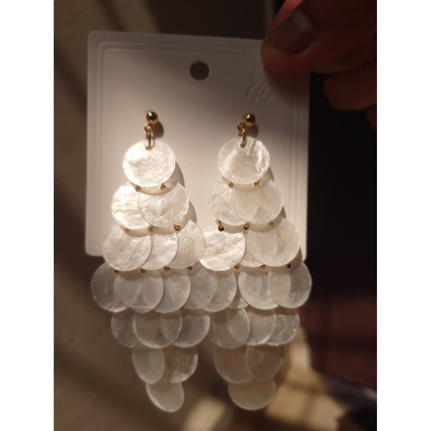 Pearl White Shell Cascade Earrings