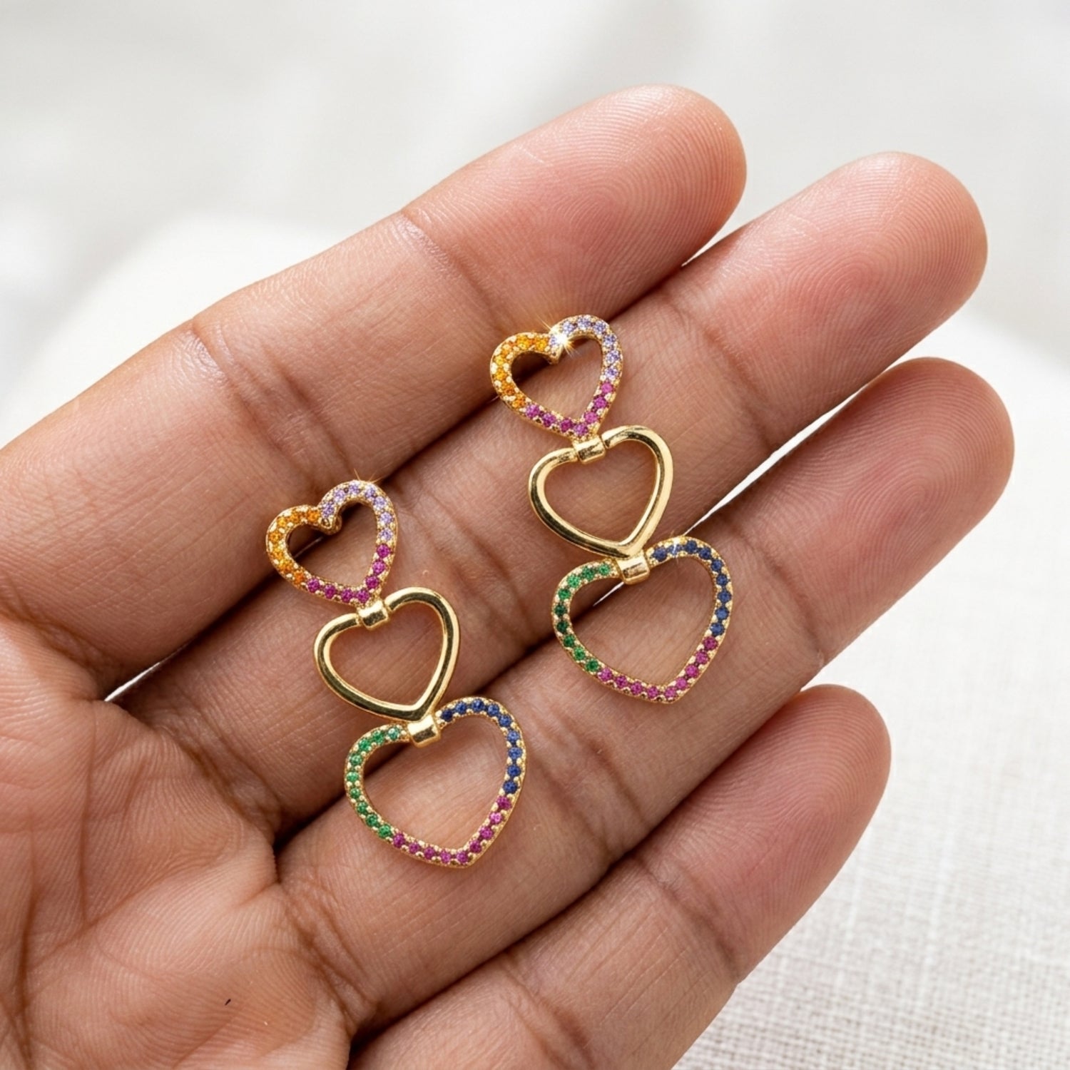Rainbow Heart Drop Earrings