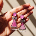 pink oxidized silver Earrings