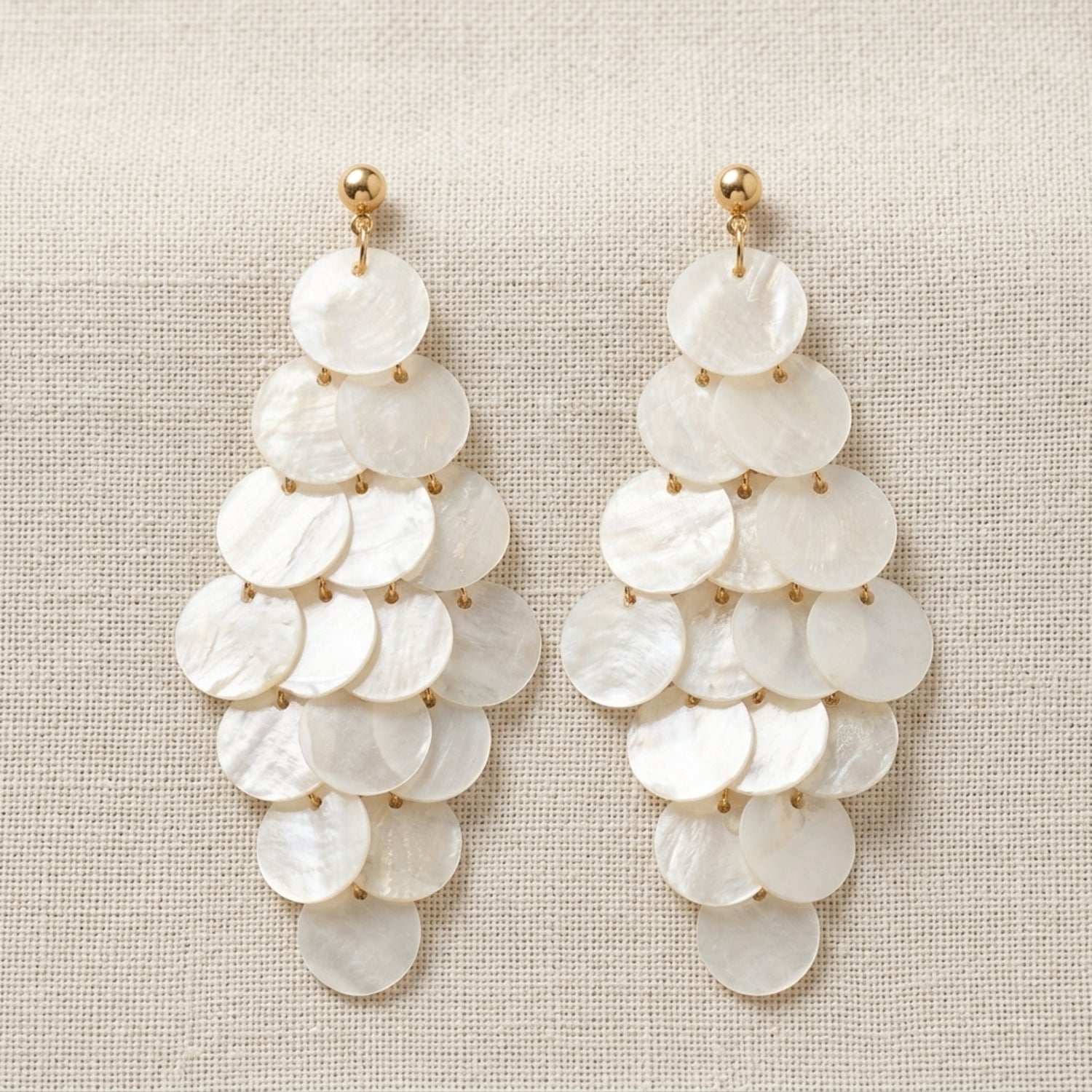Pearl White Shell Cascade Earrings