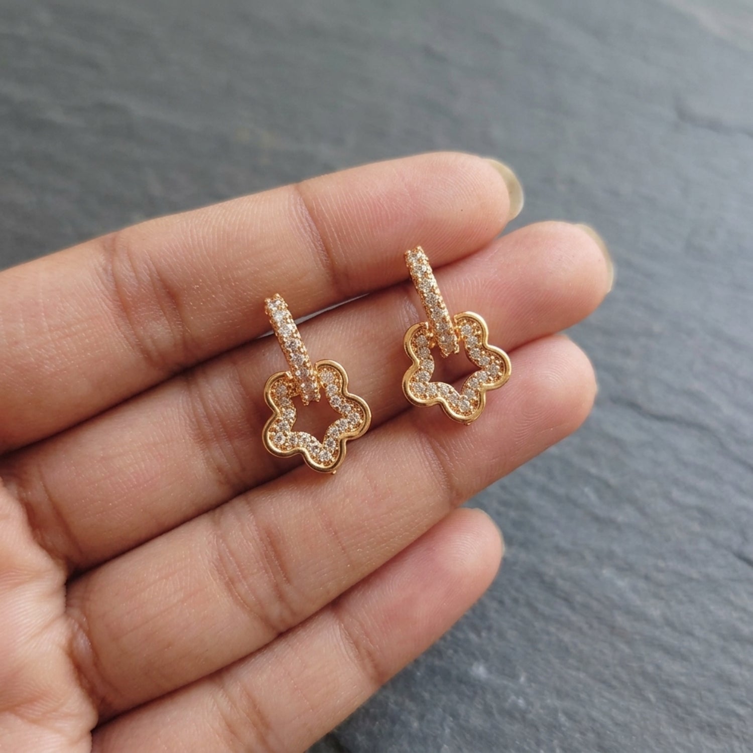 CZ Stone Flower Office Wear Earrings ✨🌸