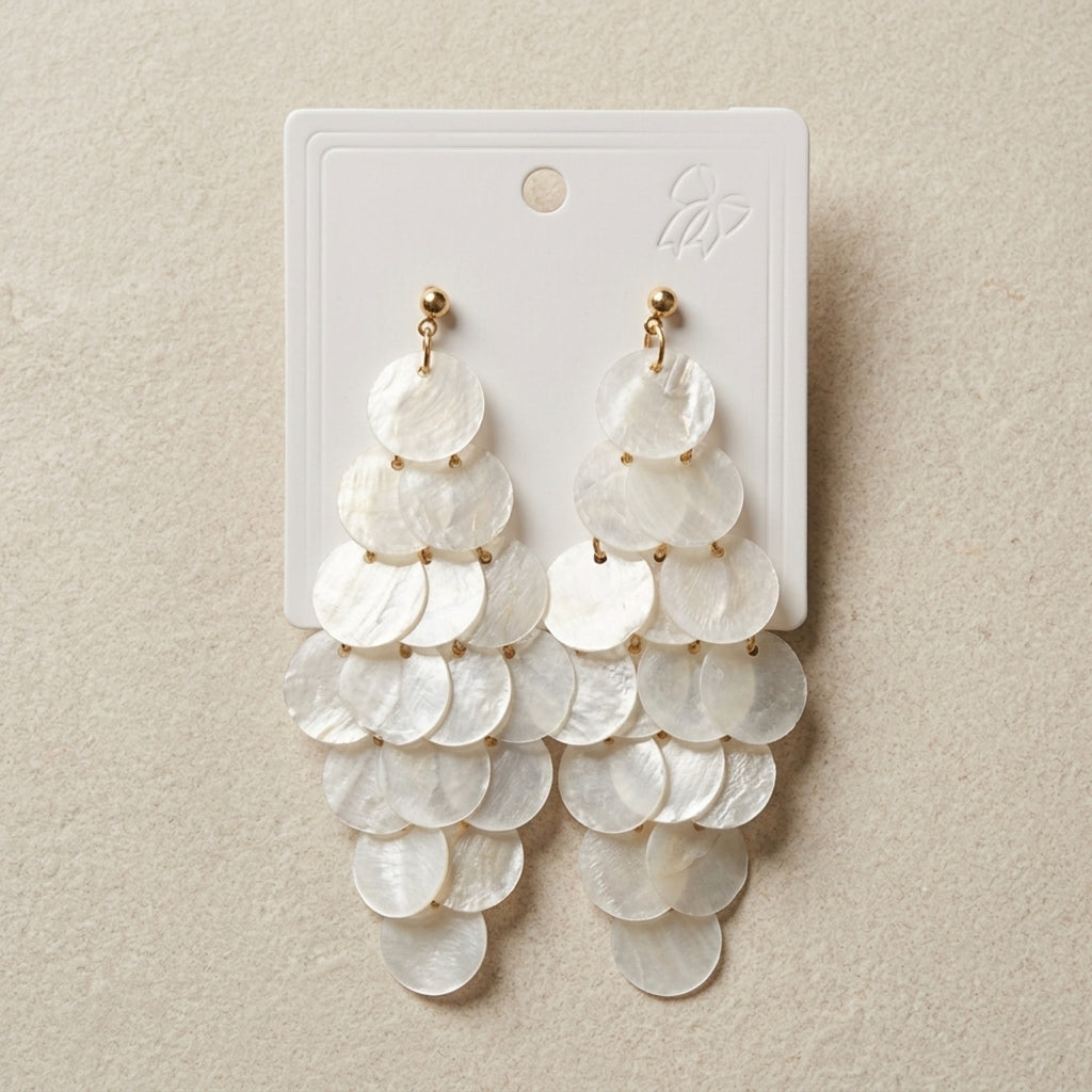Pearl White Shell Cascade Earrings